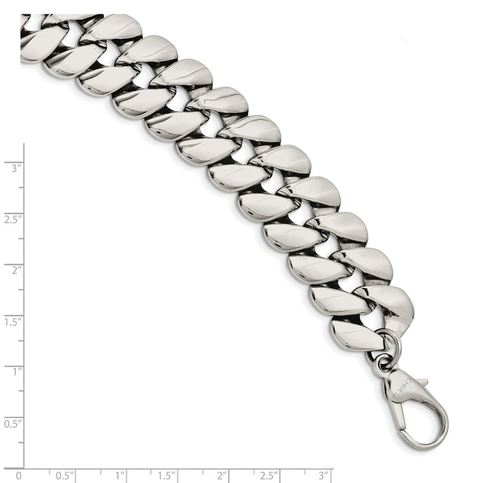 Chisel Brand Jewelry, Stainless Steel Polished Fancy 8.5in Men's Bracelet