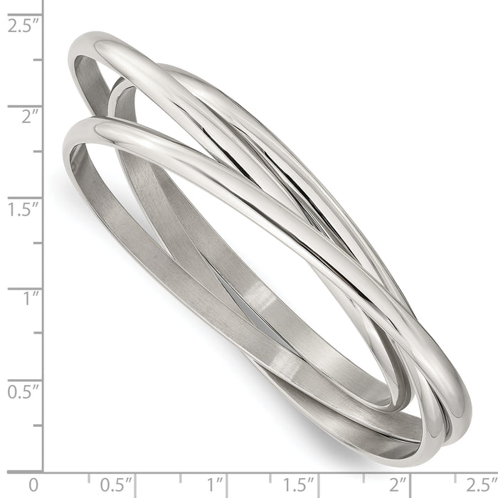 Chisel Brand Jewelry, Stainless Steel Polished Intertwined Bangles