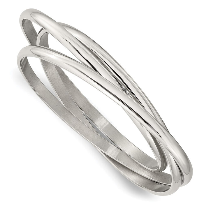 Chisel Brand Jewelry, Stainless Steel Polished Intertwined Bangles