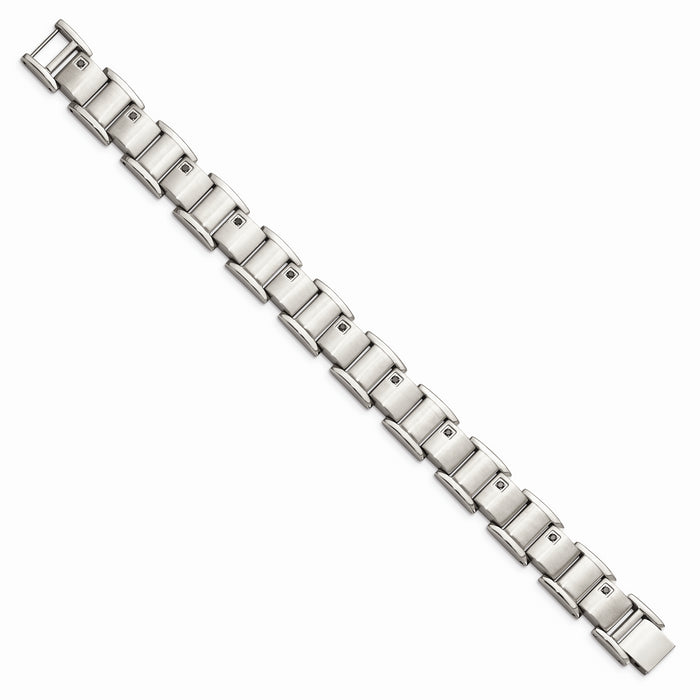 Chisel Brand Jewelry, Stainless Steel Black Diamonds Brushed and Polished 8.5in Men's Bracelet