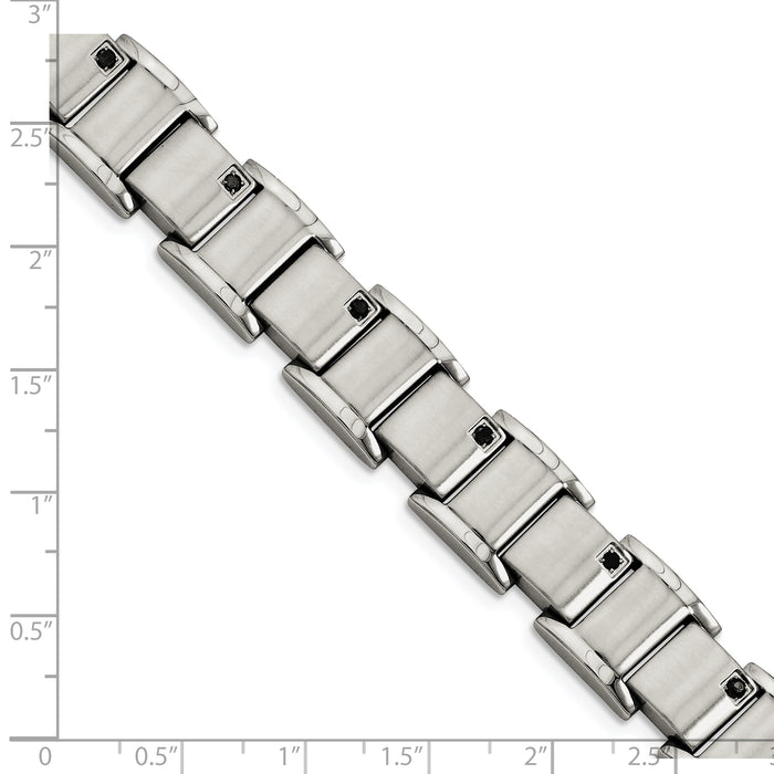 Chisel Brand Jewelry, Stainless Steel Black Diamonds Brushed and Polished 8.5in Men's Bracelet