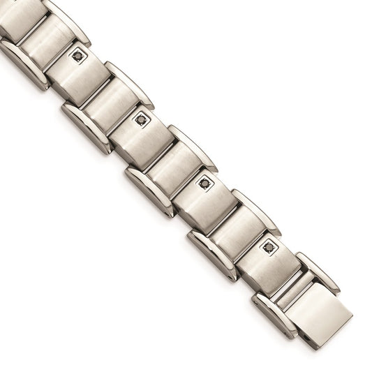 Chisel Brand Jewelry, Stainless Steel Black Diamonds Brushed and Polished 8.5in Men's Bracelet