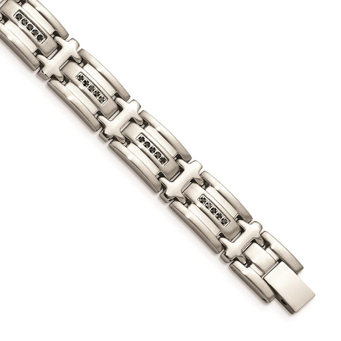 Chisel Brand Jewelry, Stainless Steel Black Diamonds Polished 8.5in Men's Bracelet