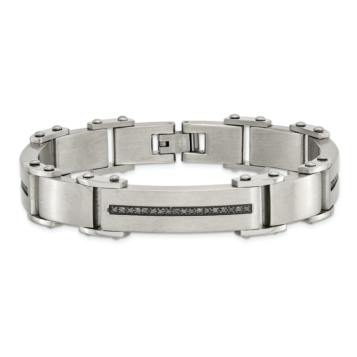 Chisel Brand Jewelry, Stainless Steel Black Diamonds Brushed & Polished 8.5in Men's Bracelet