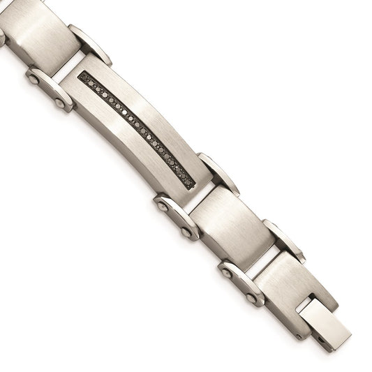 Chisel Brand Jewelry, Stainless Steel Black Diamonds Brushed & Polished 8.5in Men's Bracelet