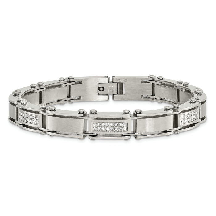 Chisel Brand Jewelry, Stainless Steel Double Row Diamonds 8.5 Men's Bracelet