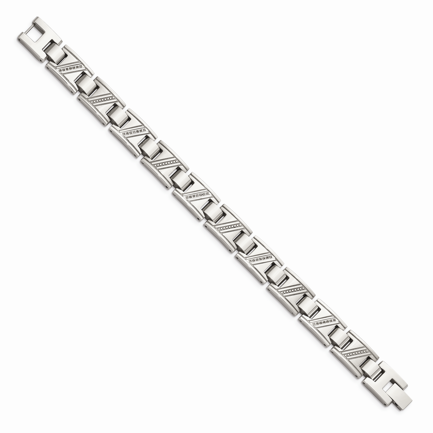 Chisel Brand Jewelry, Stainless Steel Polished with Diamonds 8.5in Men's Bracelet