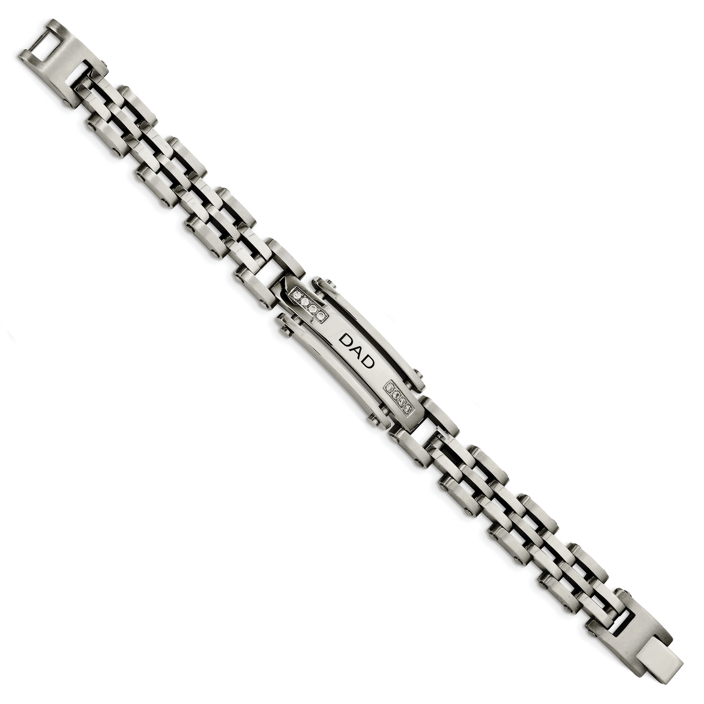 Chisel Brand Jewelry, Stainless Steel Polished with CZs Dad 8.5in Men's Bracelet
