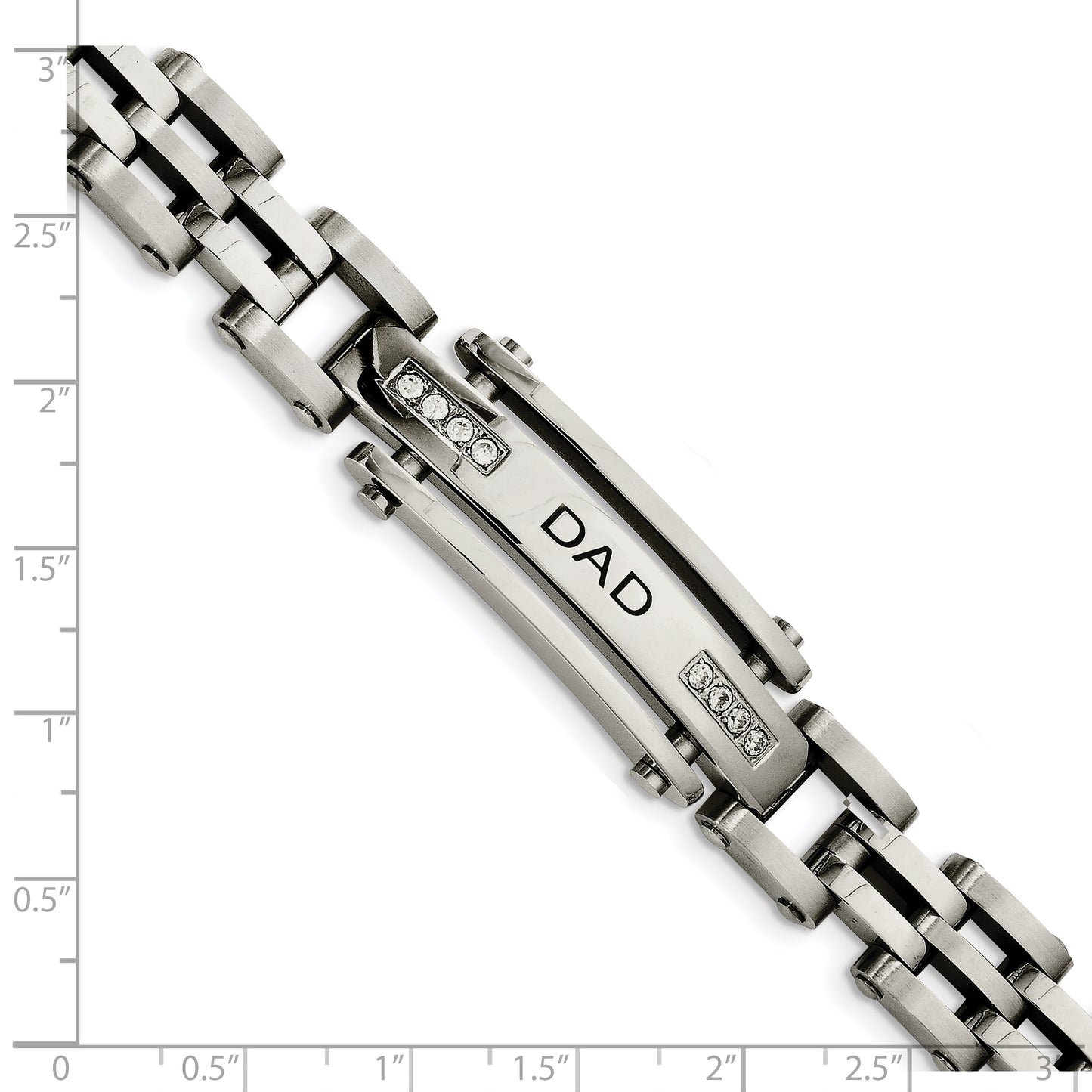 Chisel Brand Jewelry, Stainless Steel Polished with CZs Dad 8.5in Men's Bracelet