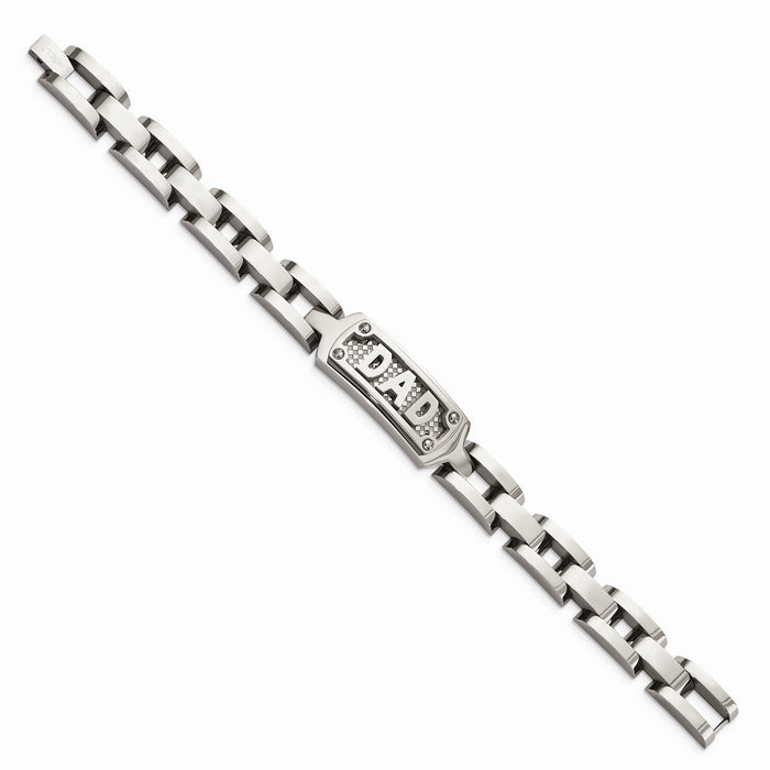 Chisel Brand Jewelry, Stainless Steel Polished & Textured Dad Men's Bracelet