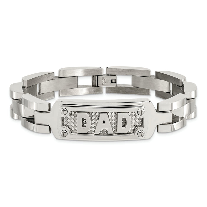 Chisel Brand Jewelry, Stainless Steel Polished & Textured Dad Men's Bracelet
