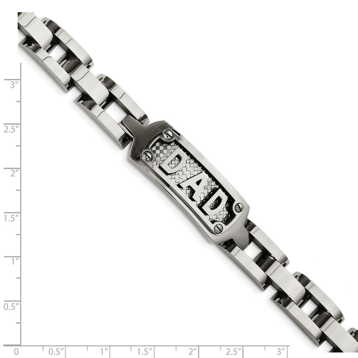 Chisel Brand Jewelry, Stainless Steel Polished & Textured Dad Men's Bracelet