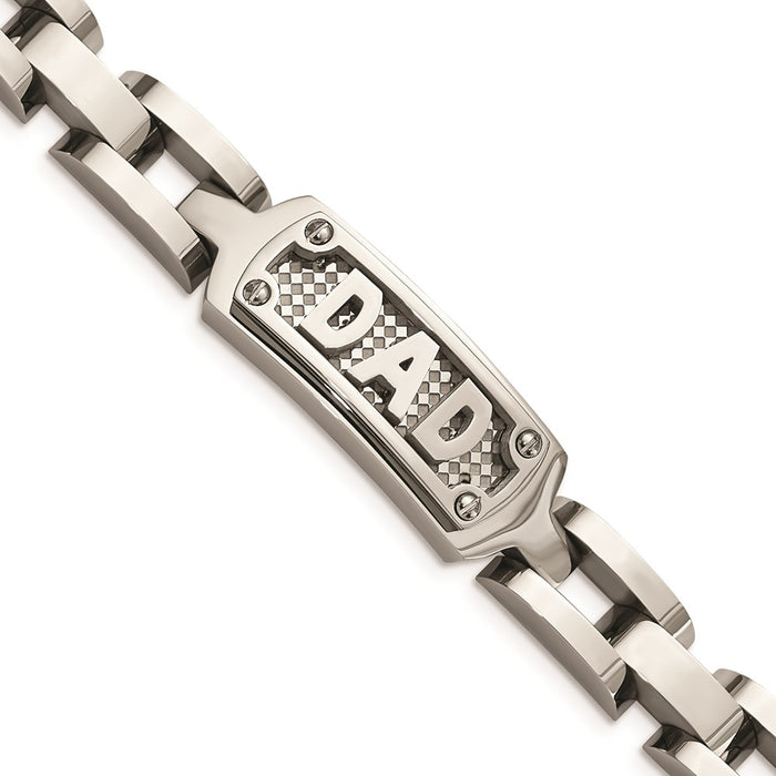 Chisel Brand Jewelry, Stainless Steel Polished & Textured Dad Men's Bracelet