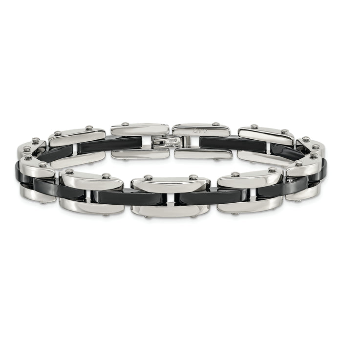 Chisel Brand Jewelry, Stainless Steel & Black Ceramic 8.5in Men's Bracelet