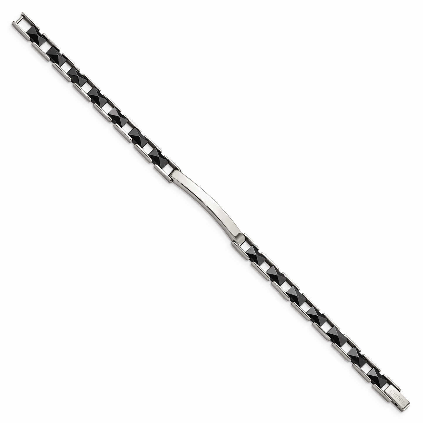 Chisel Brand Jewelry, Stainless Steel & Black Ceramic 7.5in Bracelet