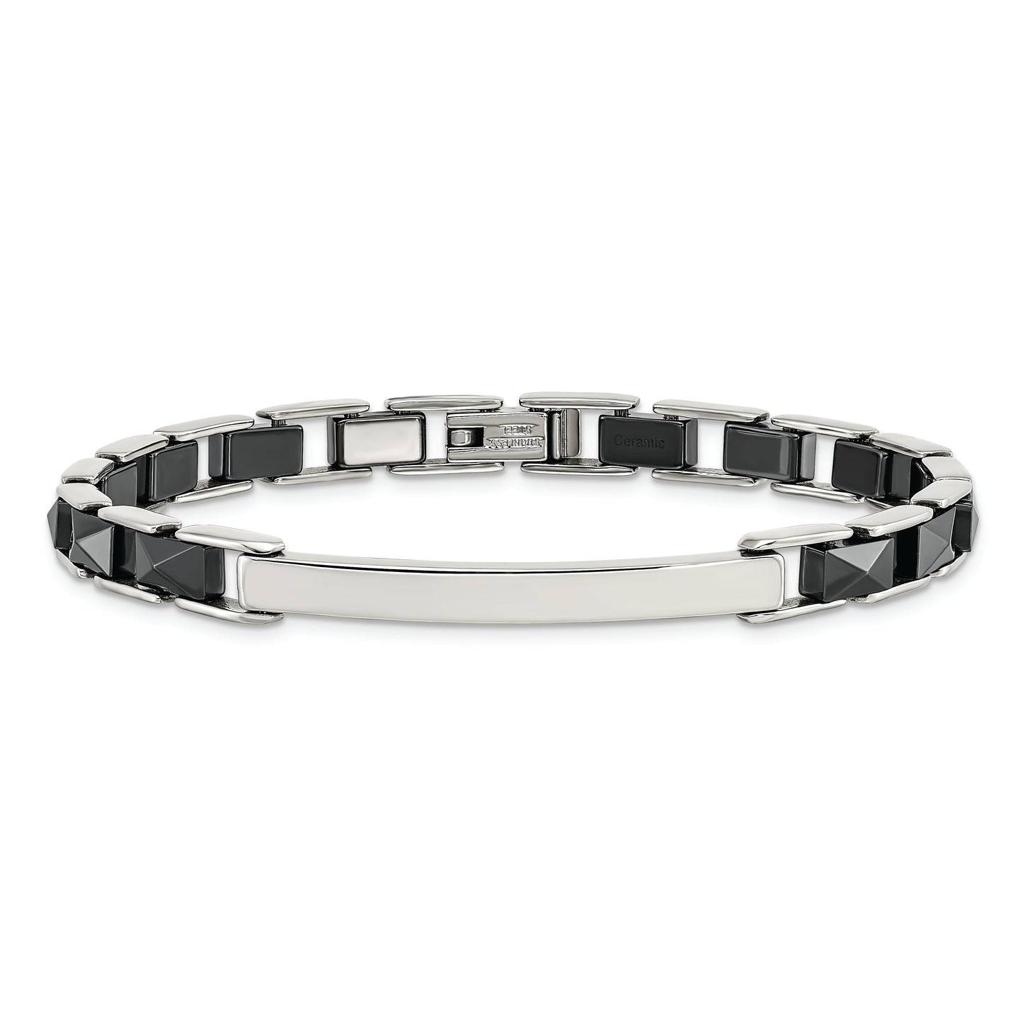 Chisel Brand Jewelry, Stainless Steel & Black Ceramic 7.5in Bracelet