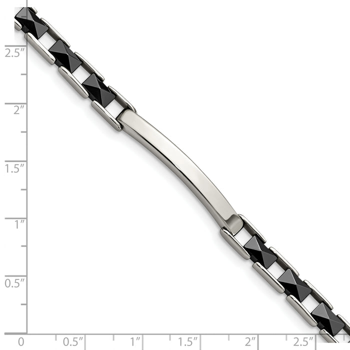 Chisel Brand Jewelry, Stainless Steel & Black Ceramic 7.5in Bracelet