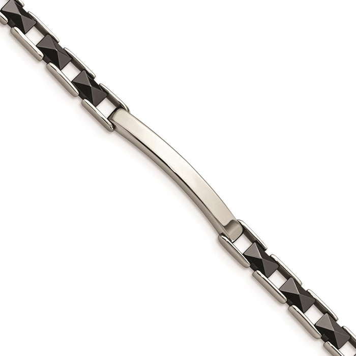 Chisel Brand Jewelry, Stainless Steel & Black Ceramic 7.5in Bracelet