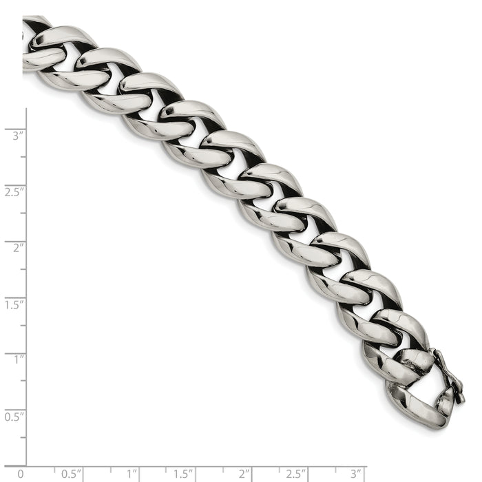 Chisel Brand Jewelry, Stainless Steel Polished Link 8.25in Men's Bracelet