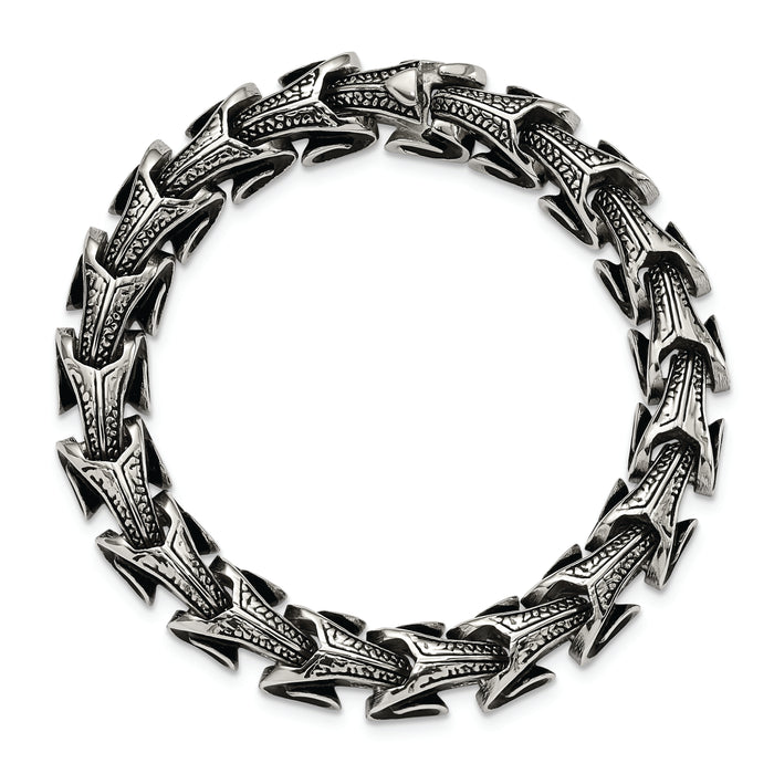 Chisel Brand Jewelry, Stainless Steel Antiqued Men's Bracelet