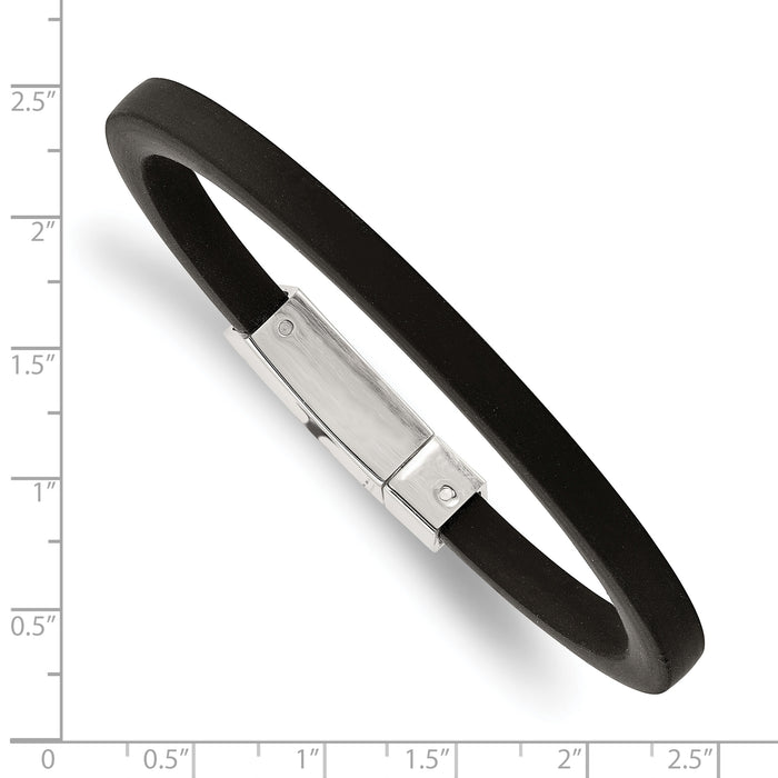 Chisel Brand Jewelry, Stainless Steel Black Rubber 8.5in Bracelet