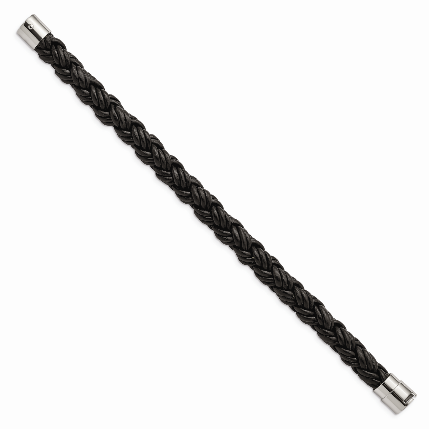 Chisel Brand Jewelry, Stainless Steel Black Leather Bracelet