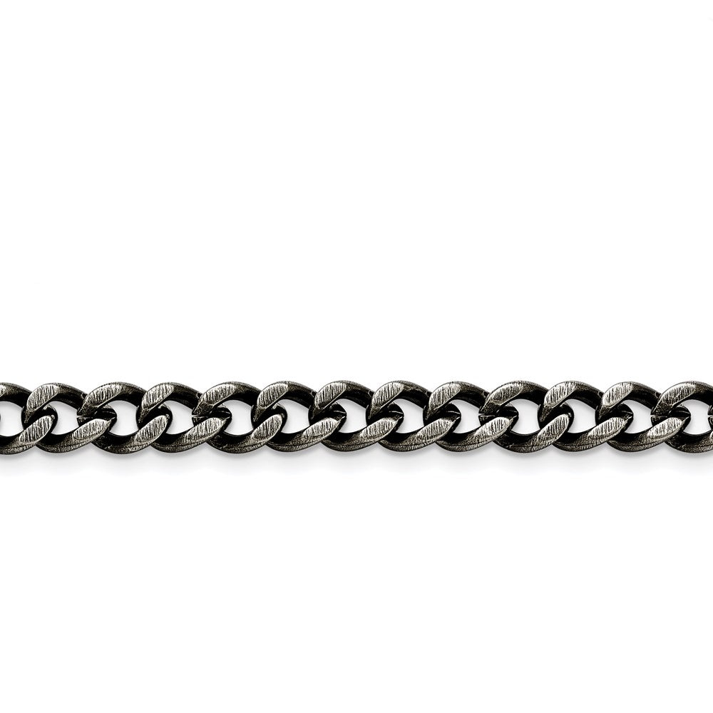Chisel Brand Jewelry, Stainless Steel 7.50mm Oxidized Curb Chain