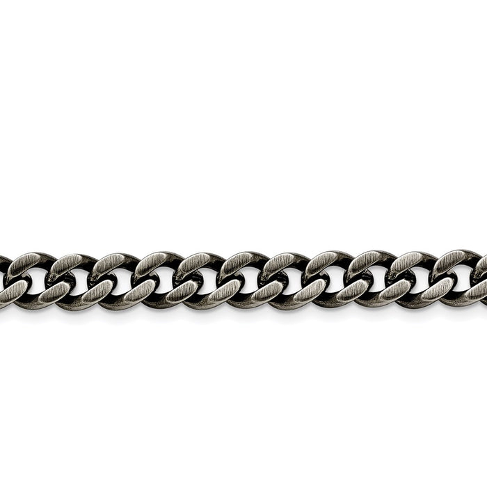 Chisel Brand Jewelry, Stainless Steel 9.25mm Oxidized Curb Chain