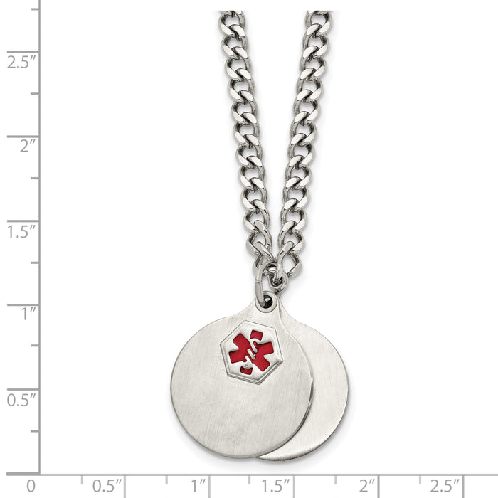 Chisel Brand Jewelry, Stainless Steel Brushed 2 piece Medical Pendant Necklace