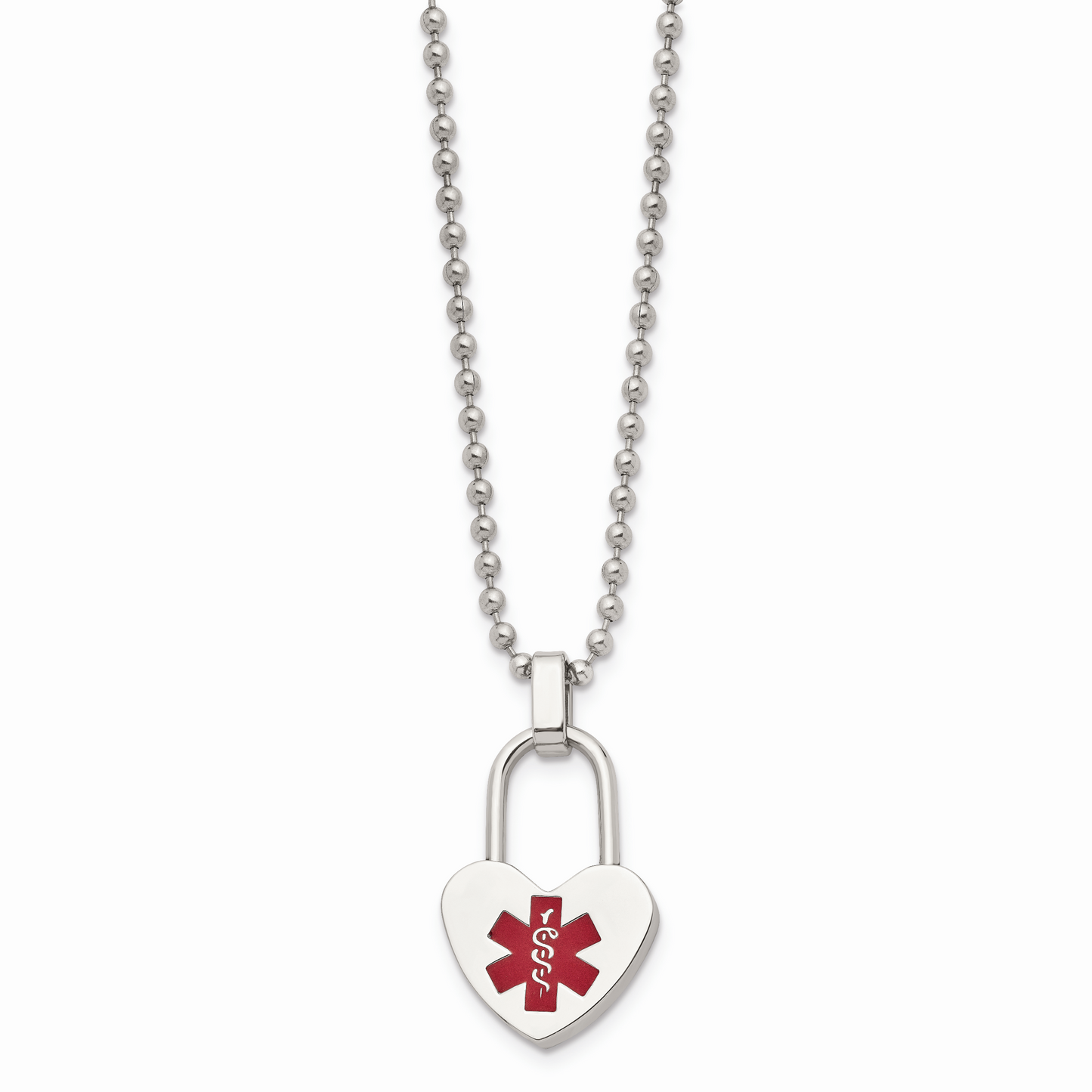 Chisel Brand Jewelry, Stainless Steel Small Heart Medical Pendant Necklace