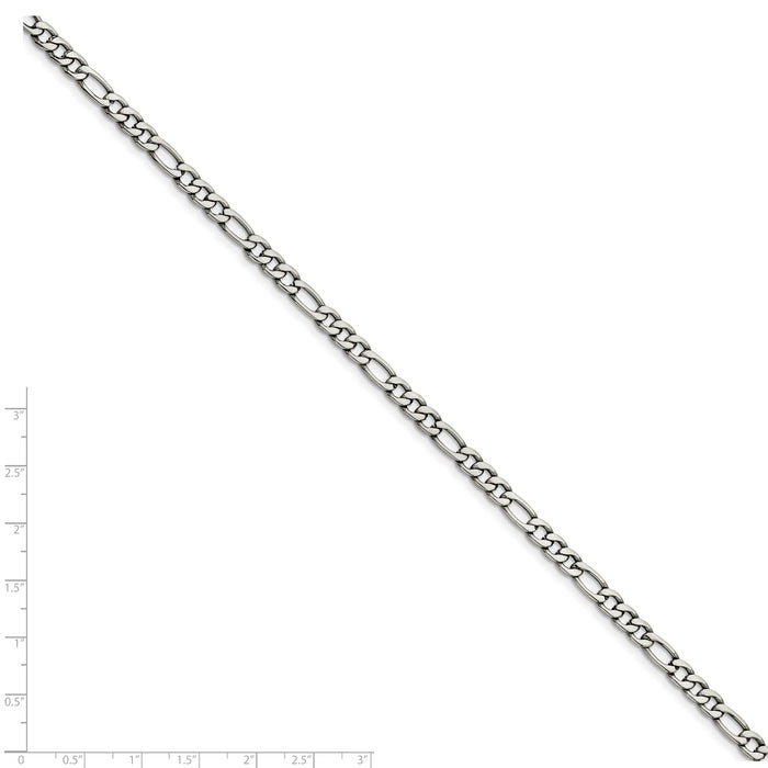 Chisel Brand Jewelry, Stainless Steel 5.30mm 7in Figaro Chain