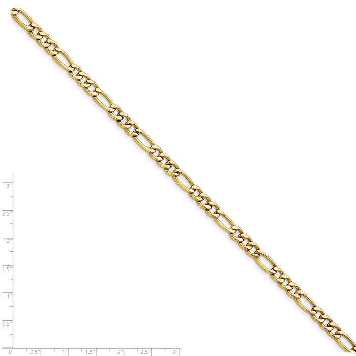Chisel Brand Jewelry, Stainless Steel IP Yellow-plated 6.30mm 8in Figaro Chain