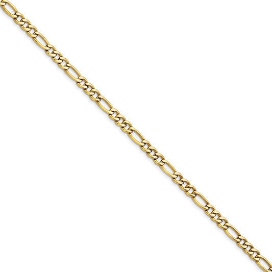Chisel Brand Jewelry, Stainless Steel IP Yellow-plated 6.30mm 8in Figaro Chain