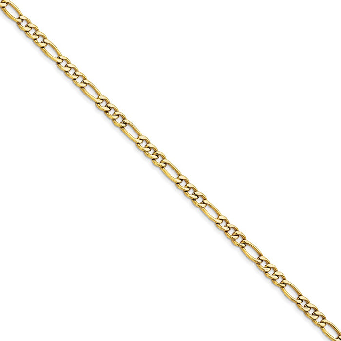 Chisel Brand Jewelry, Stainless Steel IP Yellow-plated 6.30mm 8in Figaro Chain