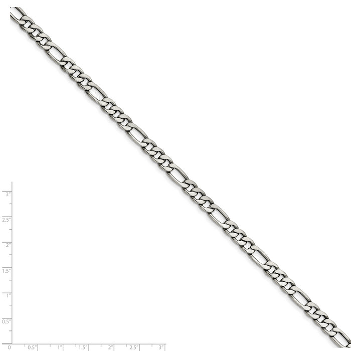 Chisel Brand Jewelry, Stainless Steel 6.75mm 8in Figaro Chain