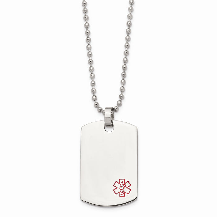 Chisel Brand Jewelry, Stainless Steel Dog Tag Medical Pendant Necklace