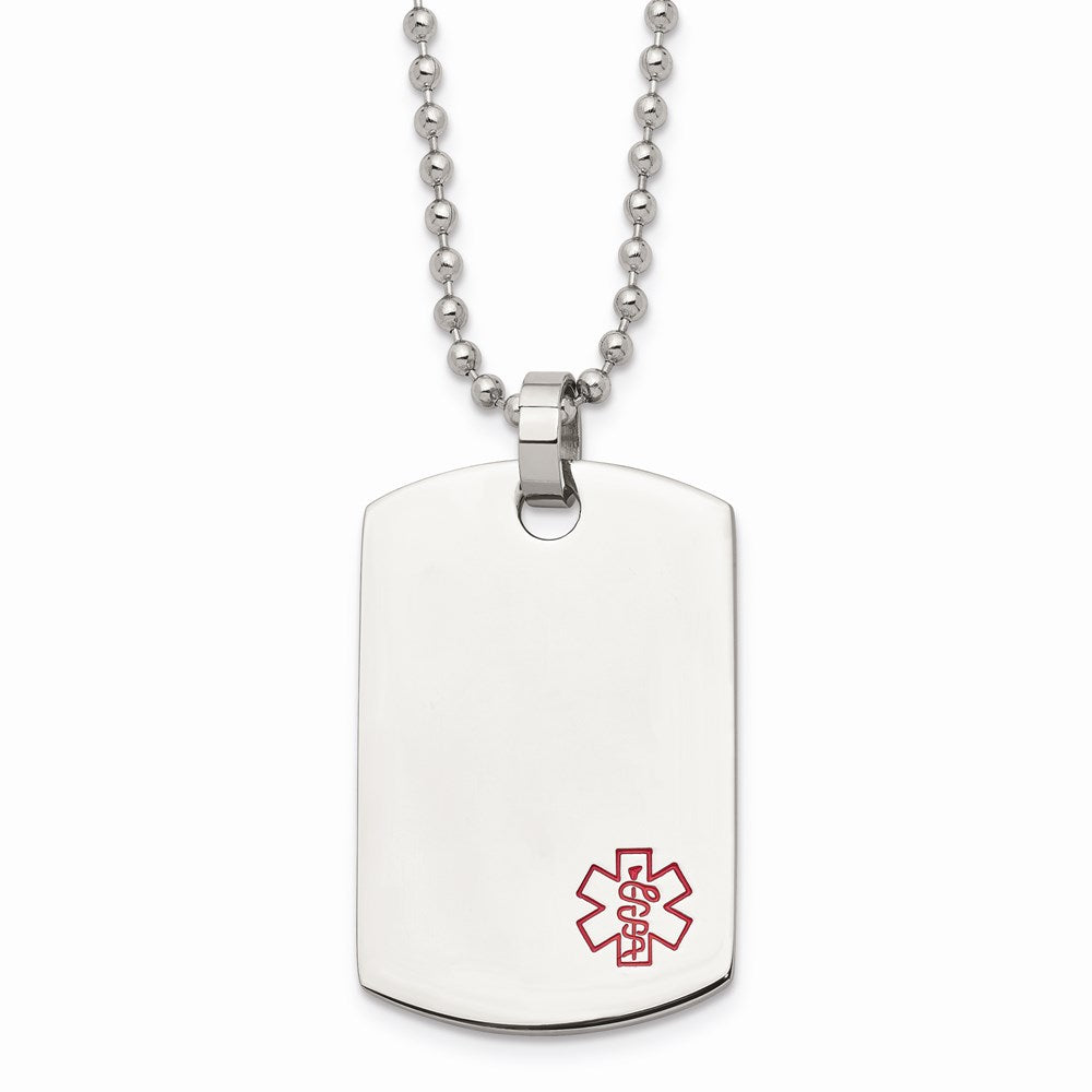Chisel Brand Jewelry, Stainless Steel Dog Tag Medical Pendant Necklace