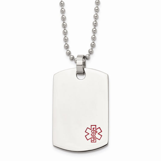 Chisel Brand Jewelry, Stainless Steel Dog Tag Medical Pendant Necklace