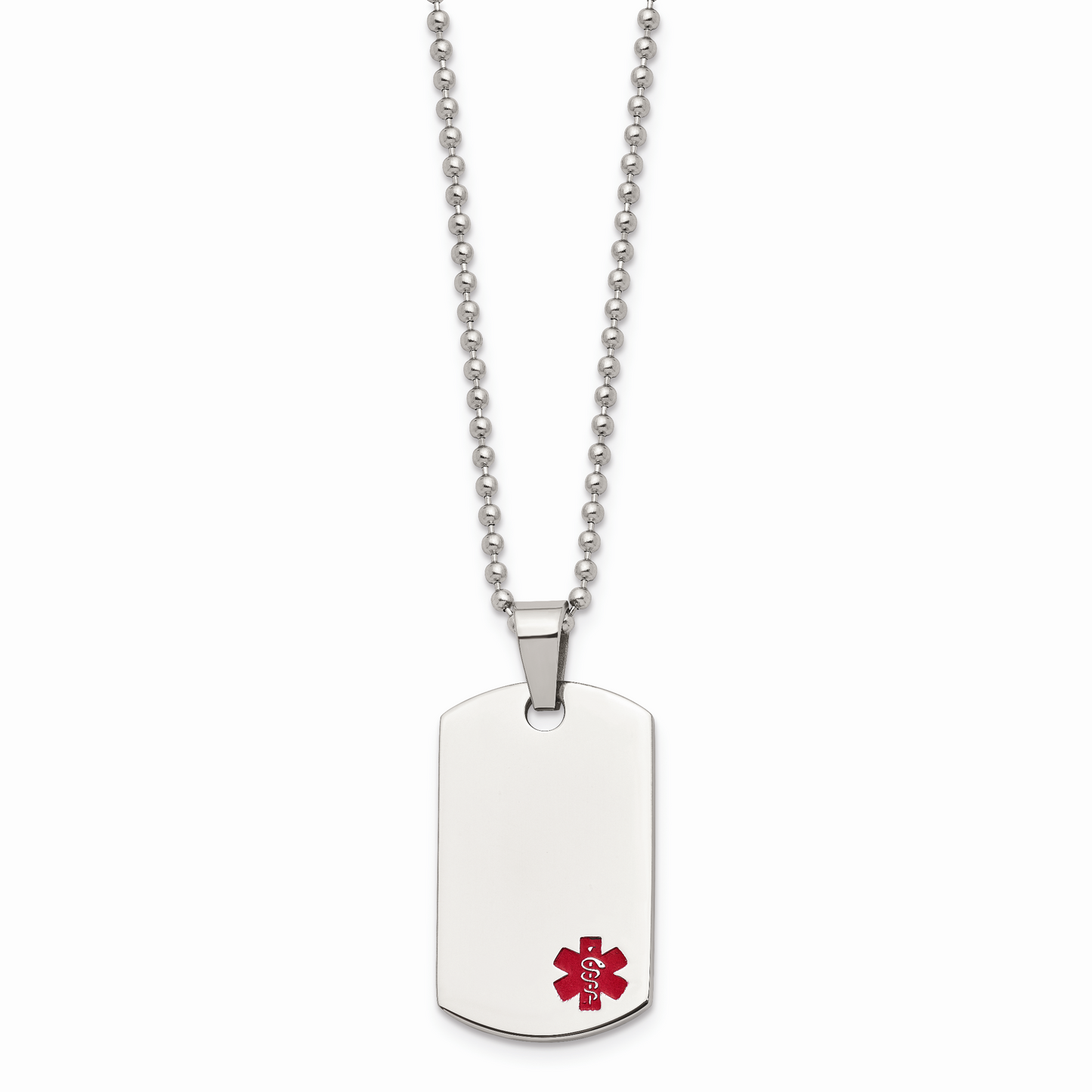 Chisel Brand Jewelry, Stainless Steel Small Dog Tag Medical Pendant Necklace