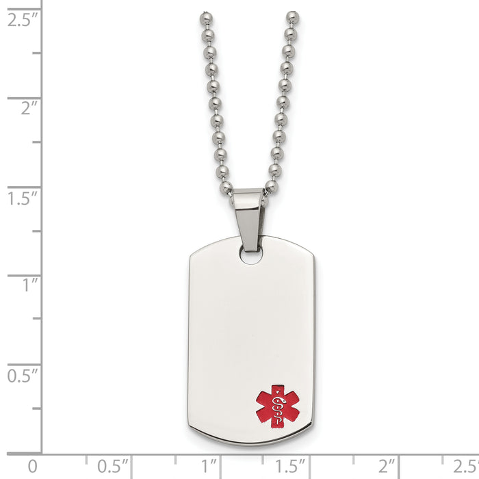 Chisel Brand Jewelry, Stainless Steel Small Dog Tag Medical Pendant Necklace