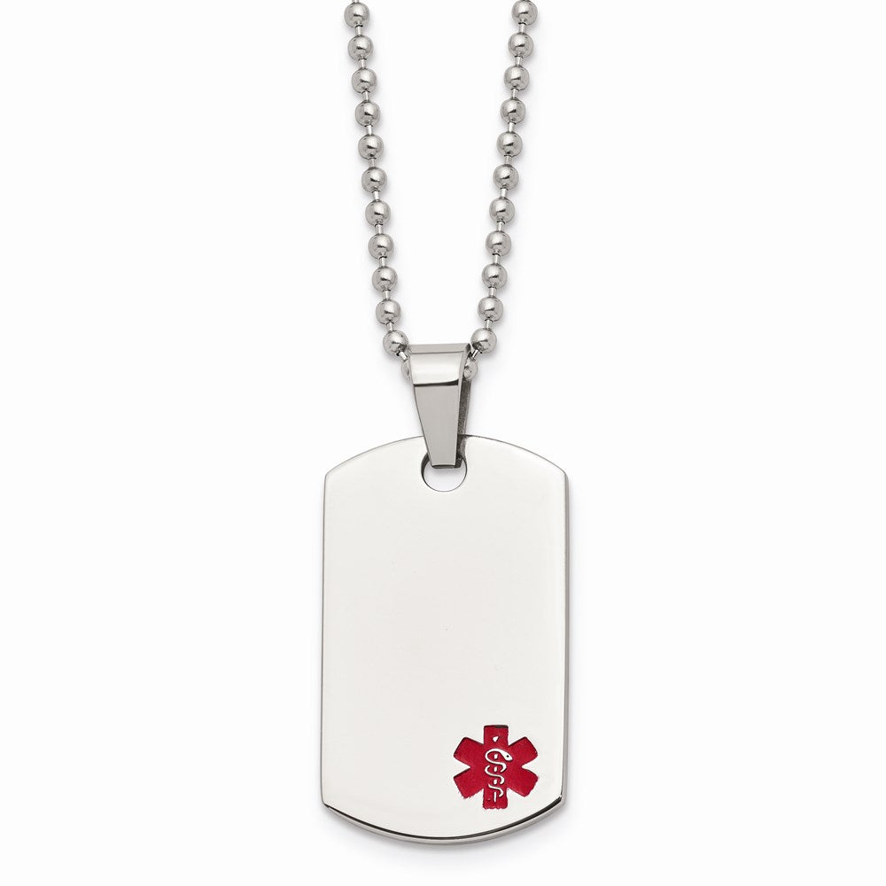 Chisel Brand Jewelry, Stainless Steel Small Dog Tag Medical Pendant Necklace