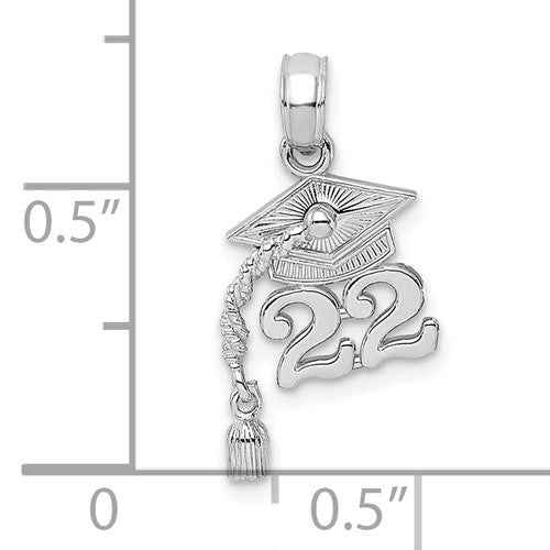 Million Charms Charms Genuine 925 Sterling Silver Rhodium-plated Graduation Cap 22 with Dangling Tassel SMALL Charm Pendant
