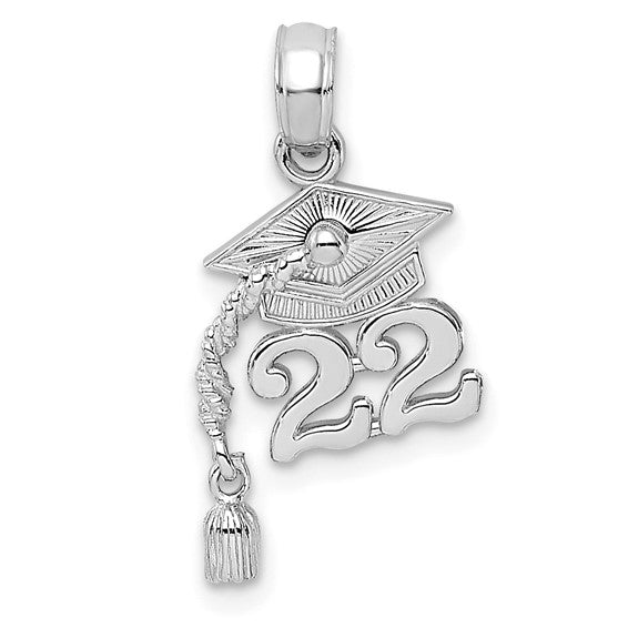 Million Charms Charms Genuine 925 Sterling Silver Rhodium-plated Graduation Cap 22 with Dangling Tassel SMALL Charm Pendant