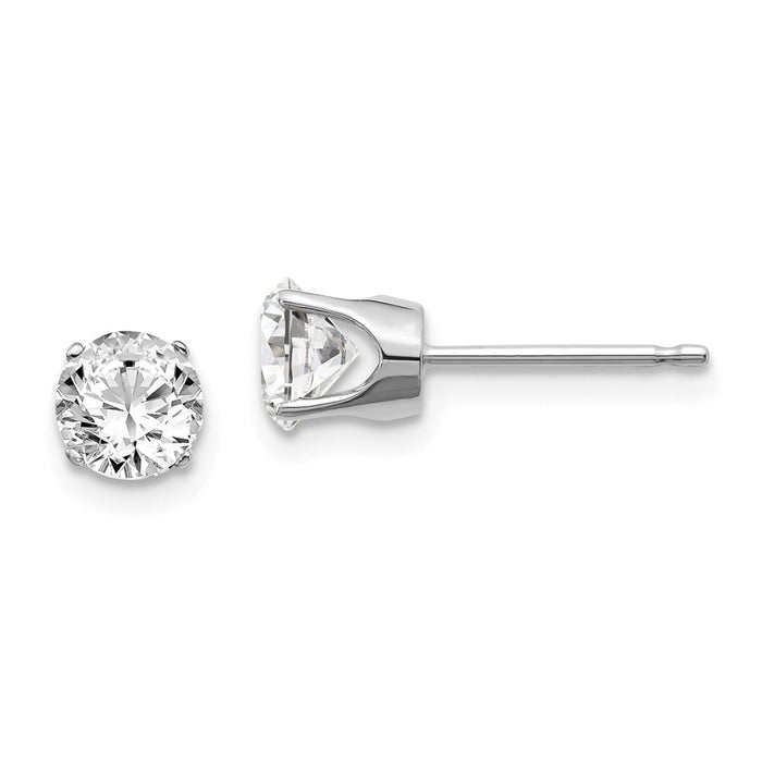 Million Charms 14k White Gold 1.00ct. I2 K-L Diamond Stud Push-on Post Earrings, 5mm x 5mm