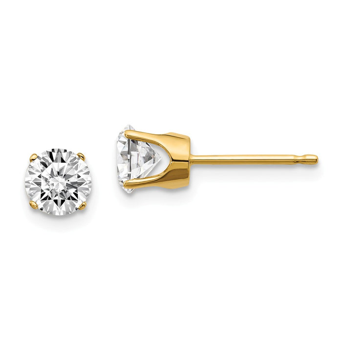 Million Charms 14k Yellow Gold 1.00ct. I2 K-L Diamond Stud Push-on Post Earrings, 5mm x 5mm