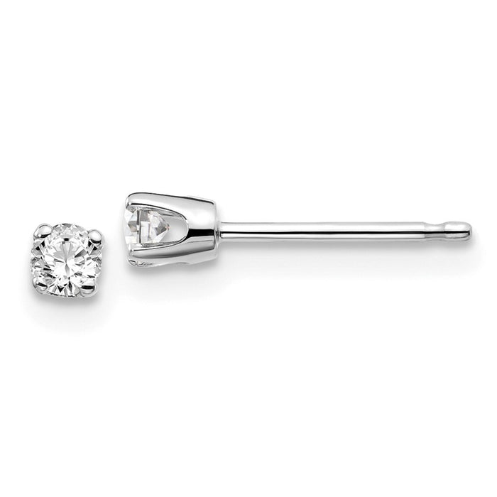 Million Charms 14k White Gold .15ct I2 K-L Diamond Stud Push-on Post Earrings, 2.7mm x 2.7mm