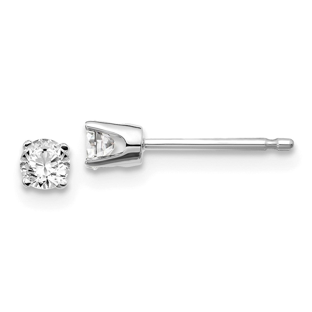 Million Charms 14k White Gold .20ct I2 K-L Diamond Stud Push-on Post Earrings, 3mm x 3mm