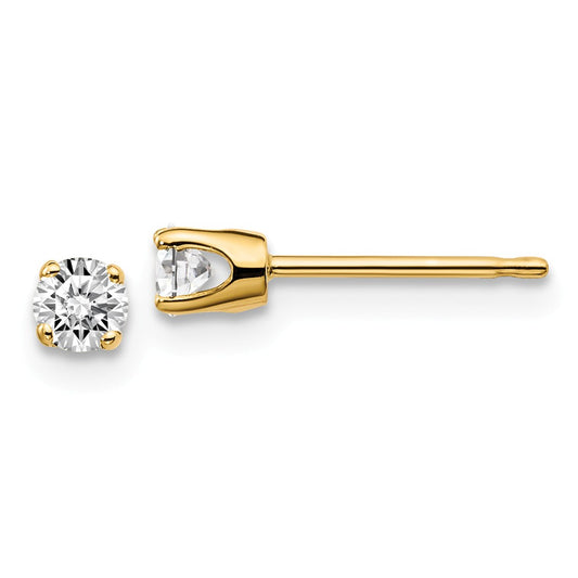 Million Charms 14k Yellow Gold .25ct. I2 K-L Diamond Stud Push-on Post Earrings, 3.2mm x 3.2mm