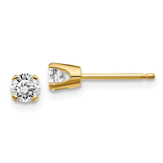 Million Charms 14k Yellow Gold .30ct. I2 K-L Diamond Stud Push-on Post Earrings, 3.4mm x 3.4mm