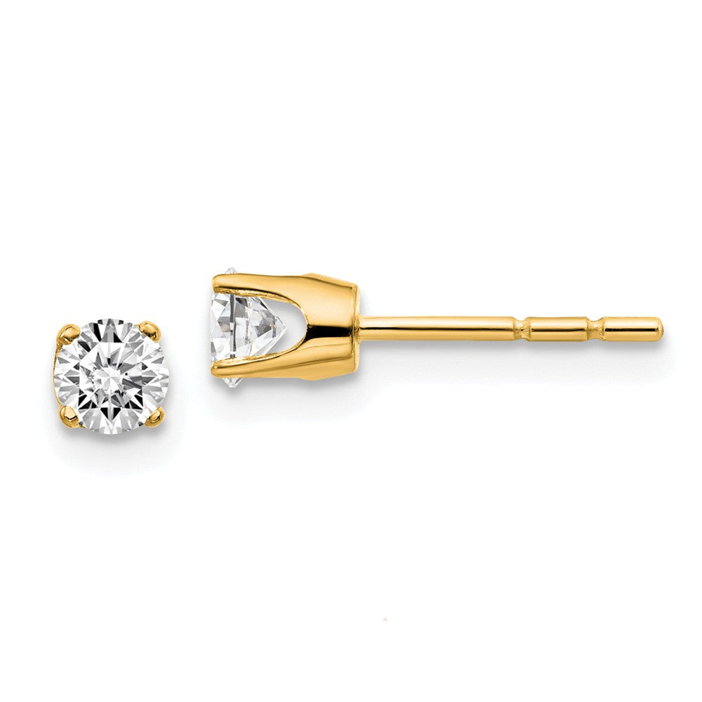 Million Charms 14k Yellow Gold .40ct. I2 K-L Diamond Stud Push-on Post Earrings, 3.8mm x 3.8mm